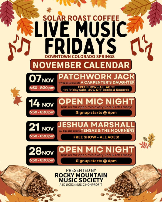 November, Live Music, Downtown, Colorado Springs, Coffee, Shop, Cafe, Tejon Street, Things to Do